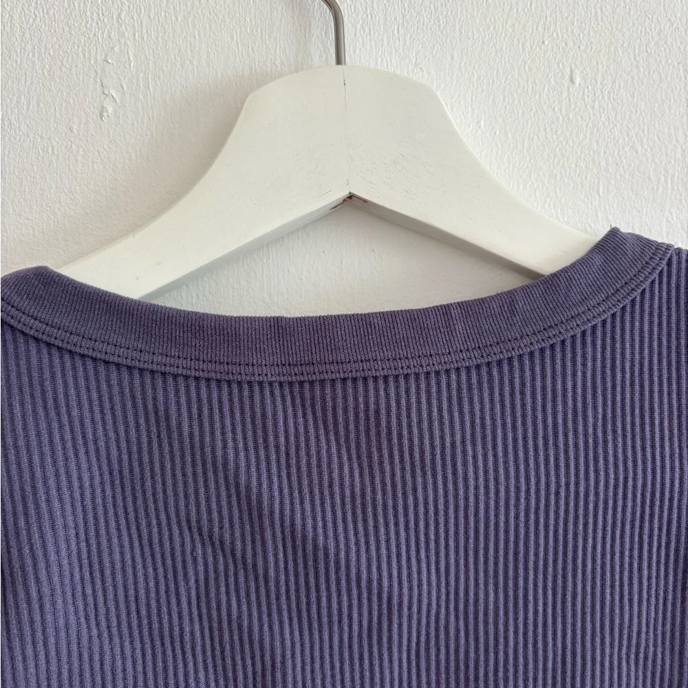 Garage Deep Blue Ribbed V-Neck Crop Top - Picture 3 of 3